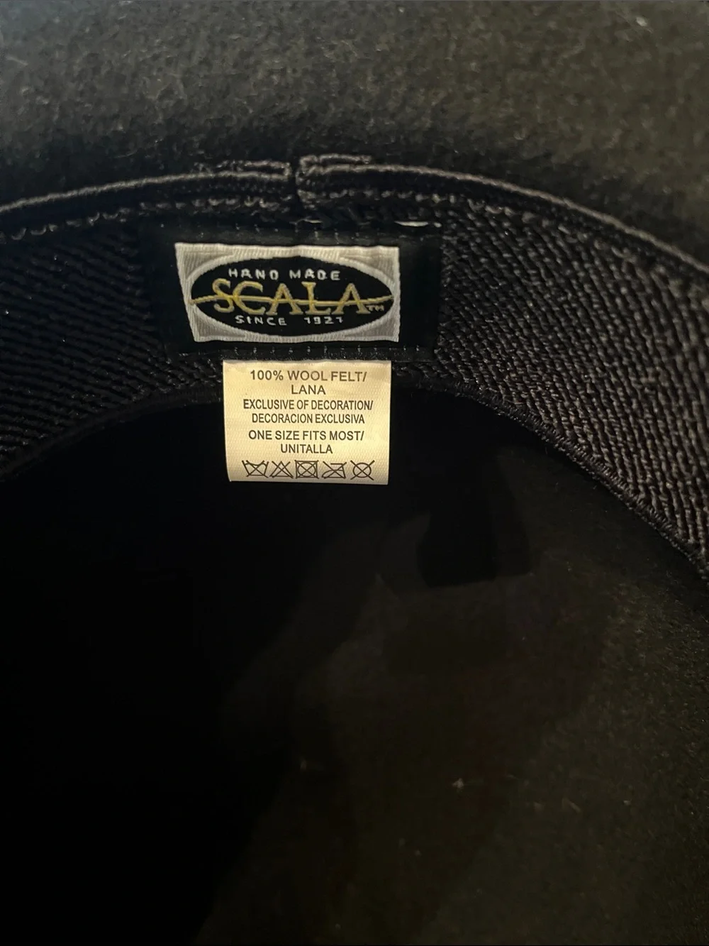 Scala Black Wool Felt Western Hat Fedora with Concho Band in EUC